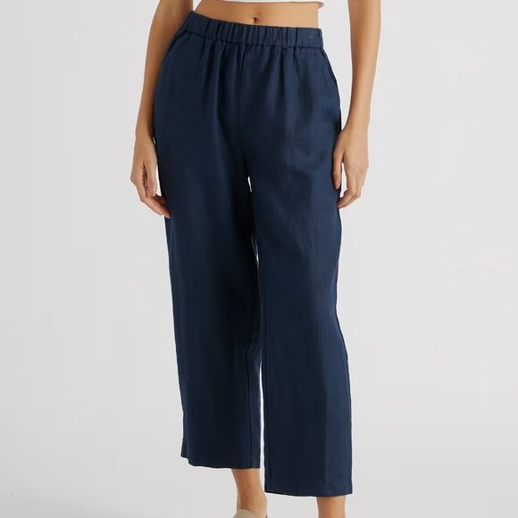 NWT Quince 100% European Linen Pants in Navy - Picture 1 of 4